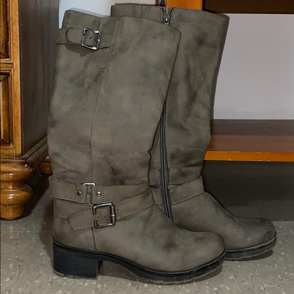 Tall grey boots